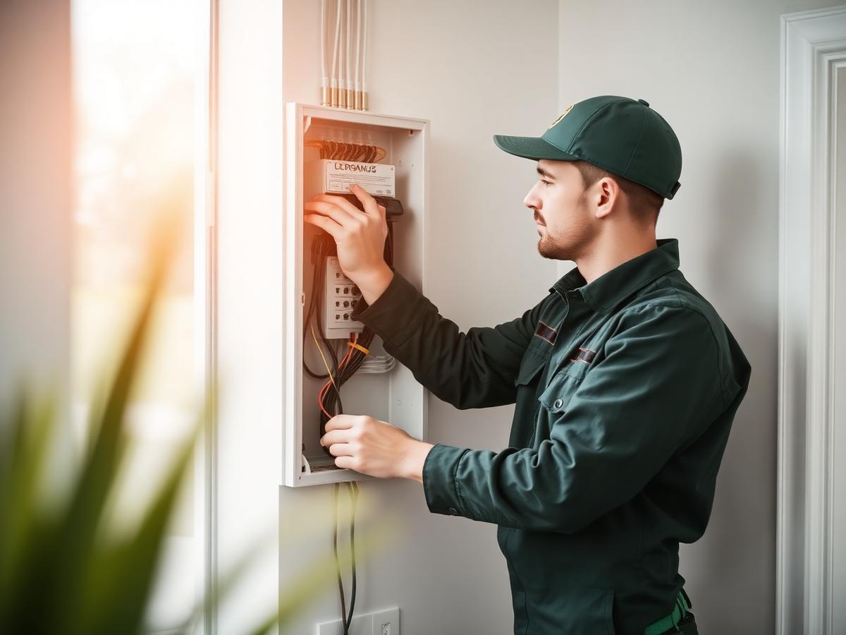 Autoriseret elektriker arbejder i eltavle i privat bolig